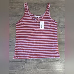 Sonoma Goods For Life Womens Striped Henley Tank Top Size M NWT